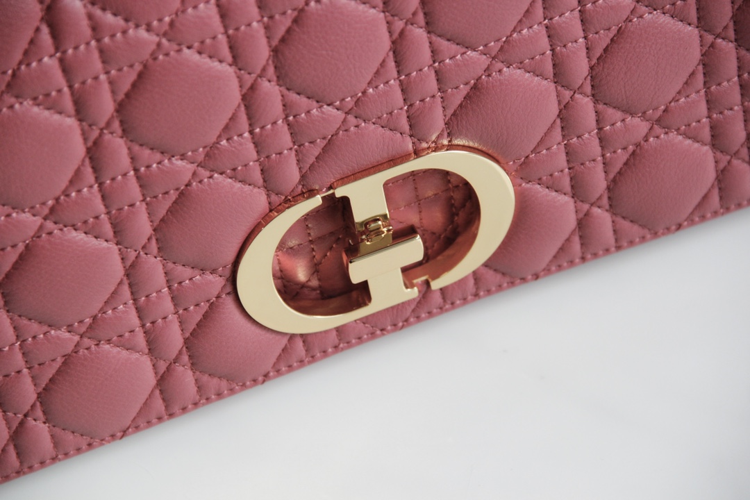 Large Dior Caro Bag Cherry Pink Supple Cannage Calfskin